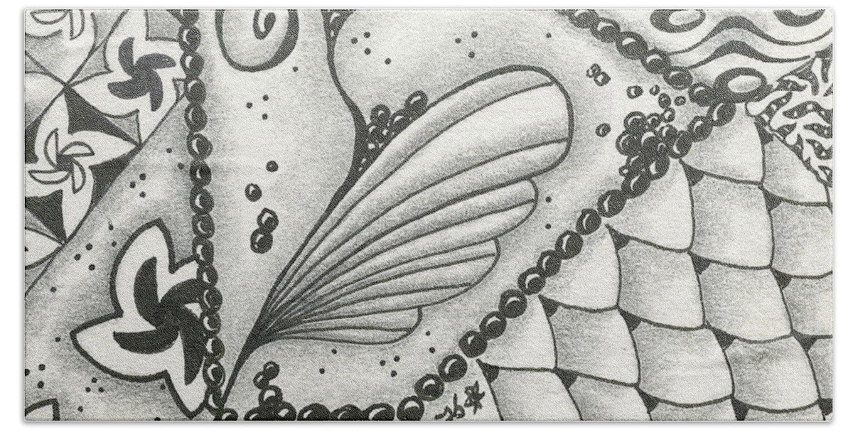 Zentangle Beach Towel featuring the drawing Time Marches On by Jan Steinle