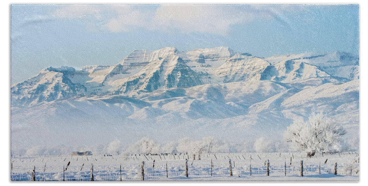 Timp Beach Towel featuring the photograph Timpanogos in Winter. Wasatch Mountains, Utah by TL Mair