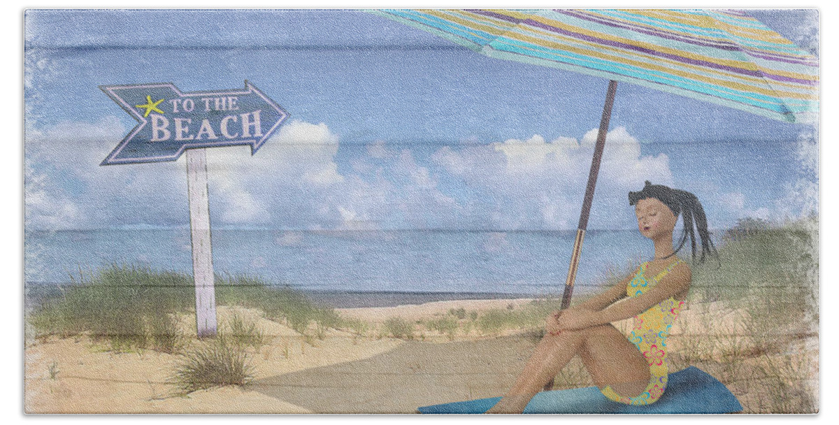 Beach Beach Towel featuring the digital art To The Beach by Nina Bradica