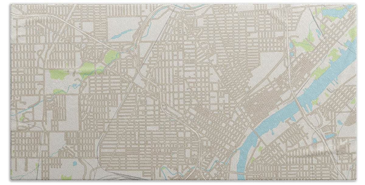 Toledo Beach Towel featuring the digital art Toledo Ohio US City Street Map by Frank Ramspott
