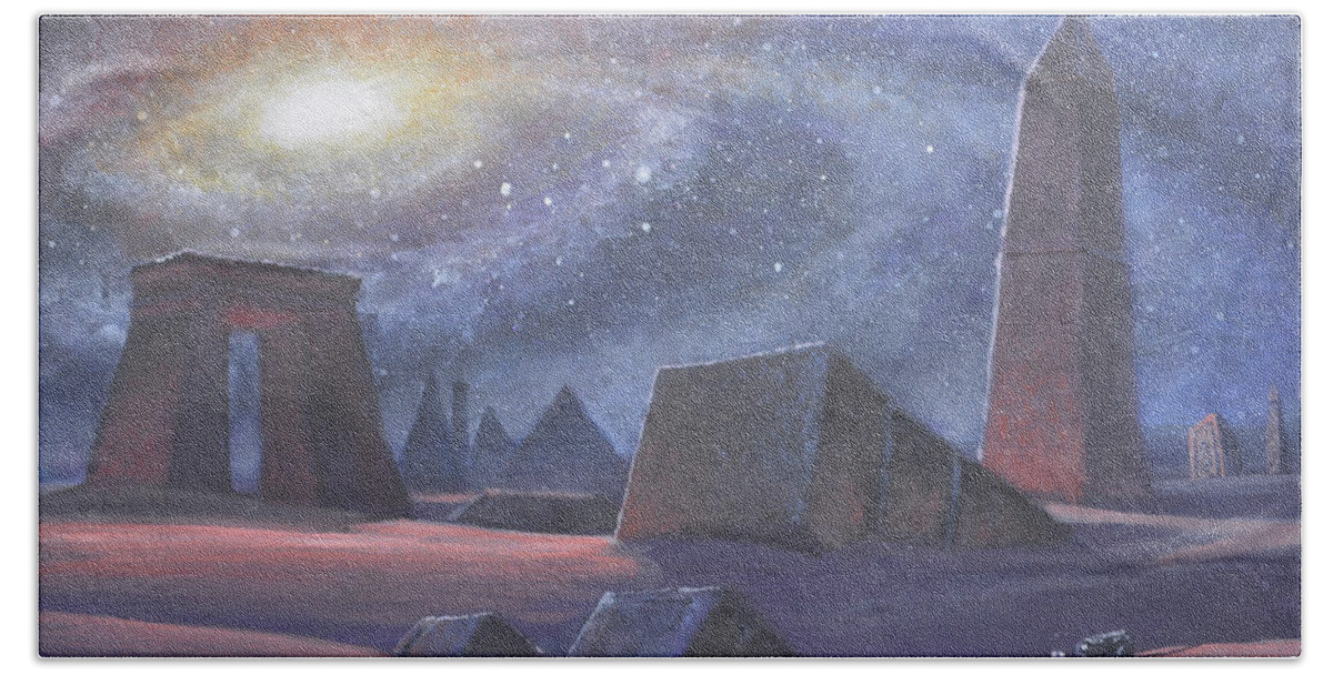 Space Art Beach Towel featuring the painting Tombs of the Ancients by Armand Cabrera