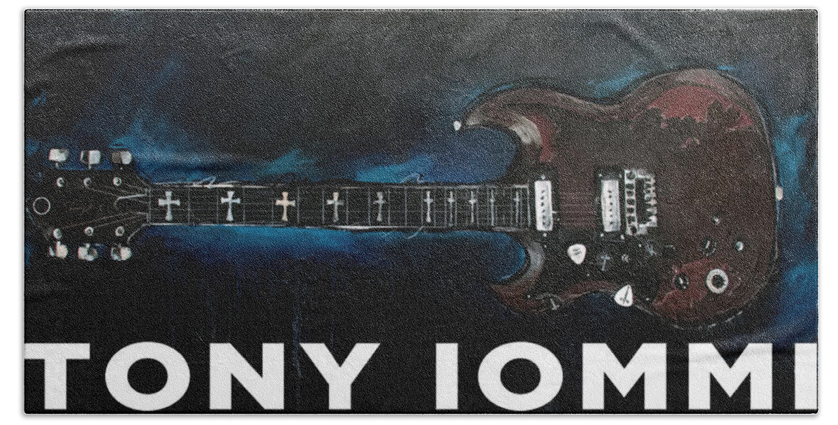 Randy Rhodes Beach Towel featuring the painting Tony Iommi Old Boy by Sean Parnell