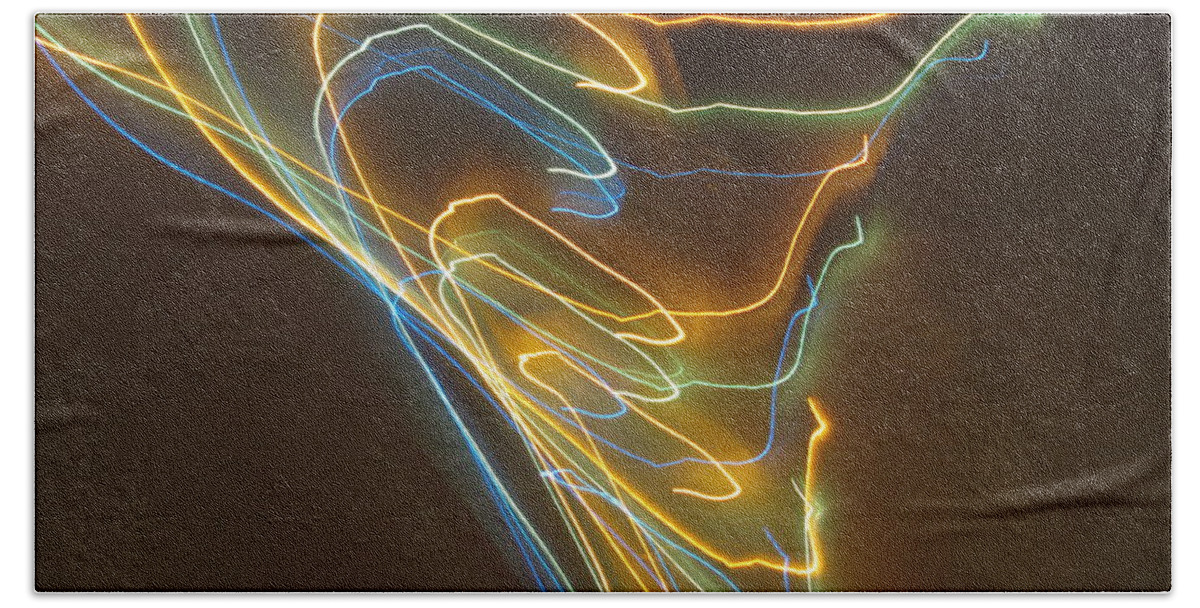 Dancing Lights Beach Towel featuring the photograph Tornado of Lights. Dancing Lights Series by Ausra Huntington nee Paulauskaite