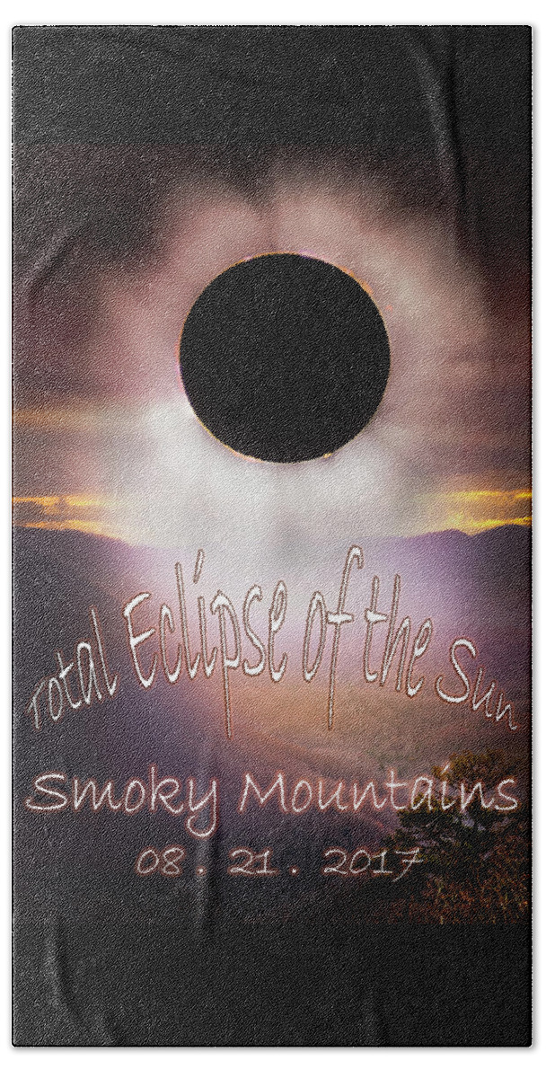 Appalachia Beach Towel featuring the digital art Total Eclipse of the Sun Smoky Mountains by Debra and Dave Vanderlaan