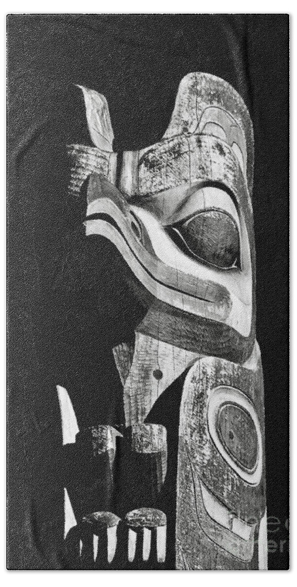 Alaska Beach Sheet featuring the photograph Totem Black and White by Michael Cinnamond