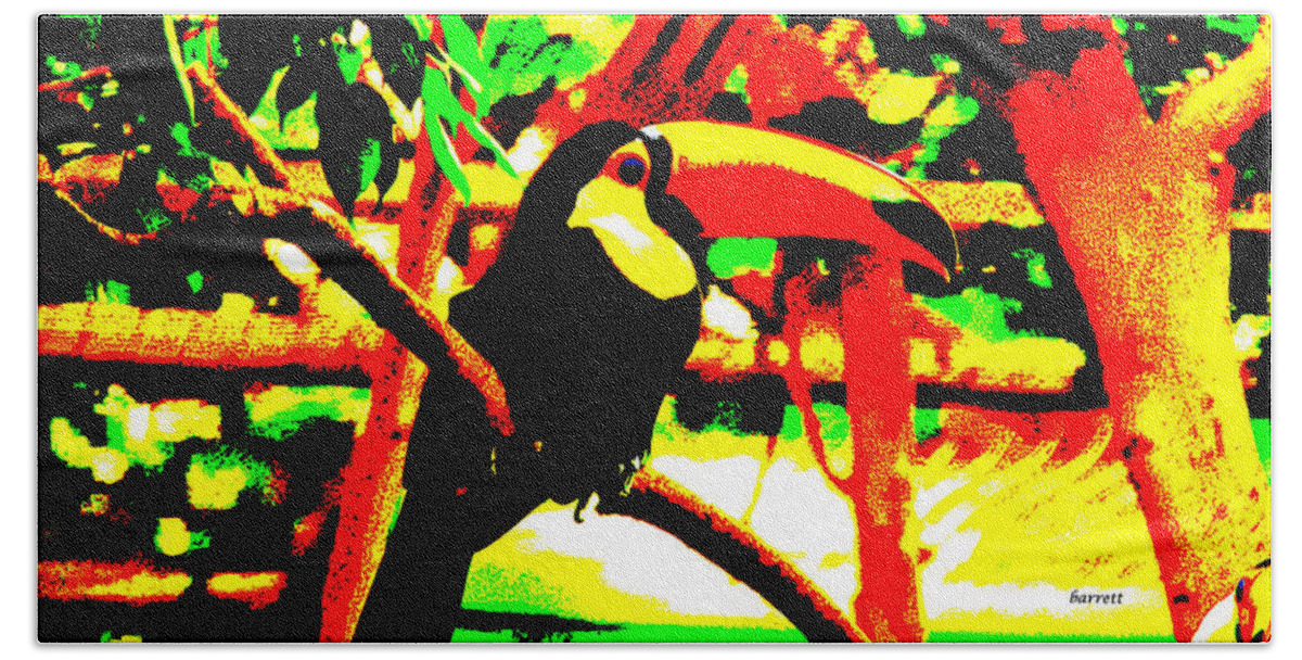 Bird Beach Towel featuring the painting Toucan Tourcanna by Don Barrett