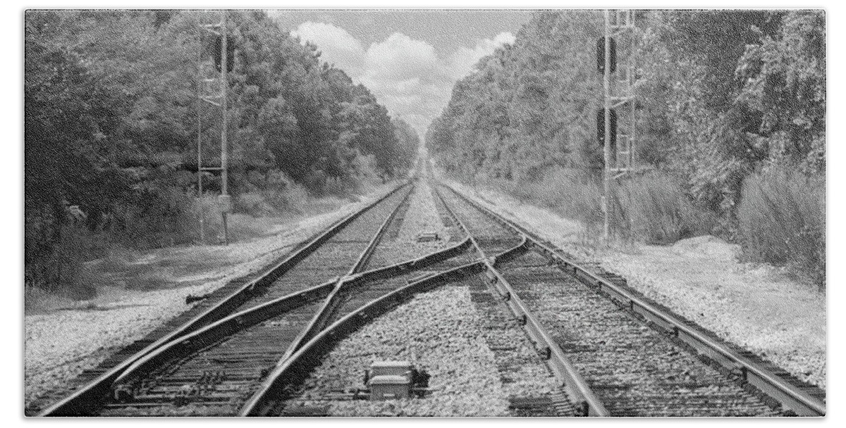 Railroad Tracks Beach Sheet featuring the photograph Tracks 2 by Mike McGlothlen