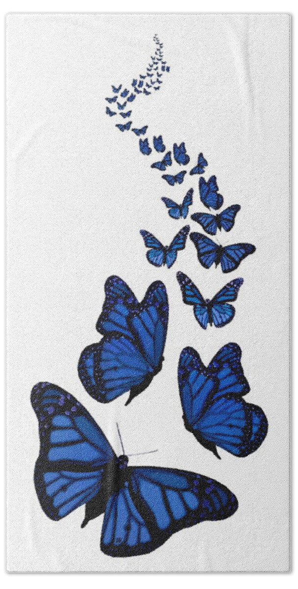 Blue Butterflies Beach Towel featuring the digital art Trail of the Blue Butterflies transparent background by Barbara St Jean