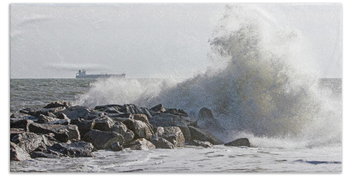 Jetty Beach Sheet featuring the photograph Trailing edge of Hurricane Jose by Allan Levin