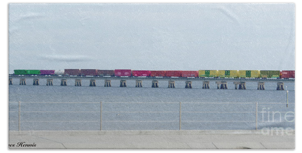 Train Beach Towel featuring the photograph Train Bridge by Metaphor Photo