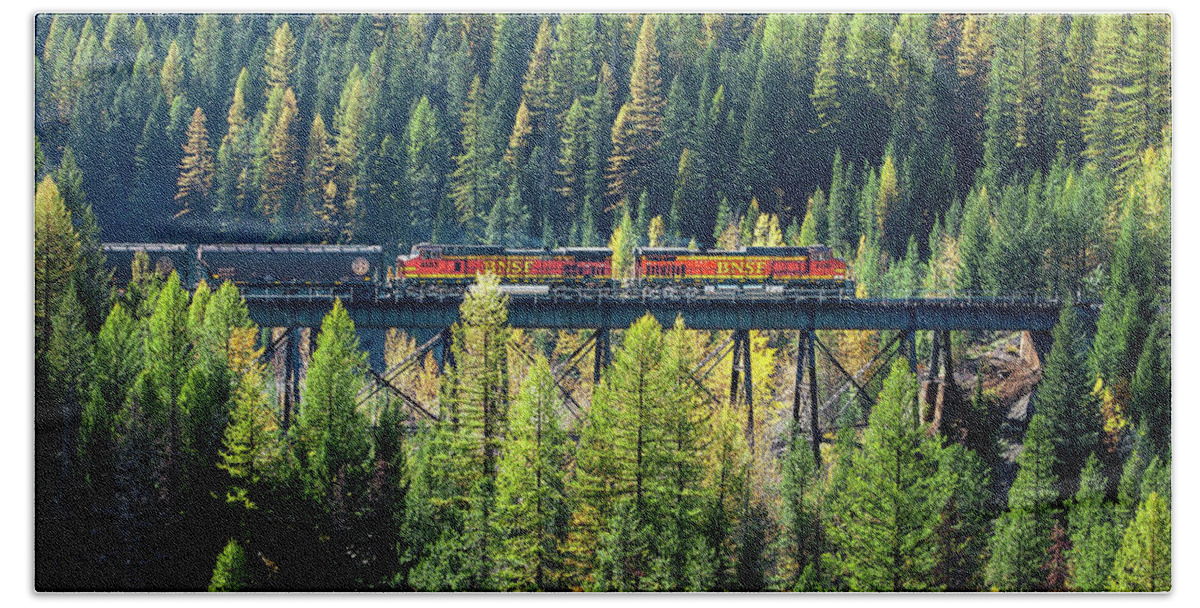 Locomotive Beach Towel featuring the photograph Train Coming Through by Todd Klassy
