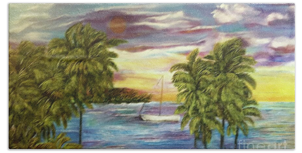 Kapoho Beach Beach Towel featuring the painting Tranquility at Kapoho Bay by Michael Silbaugh