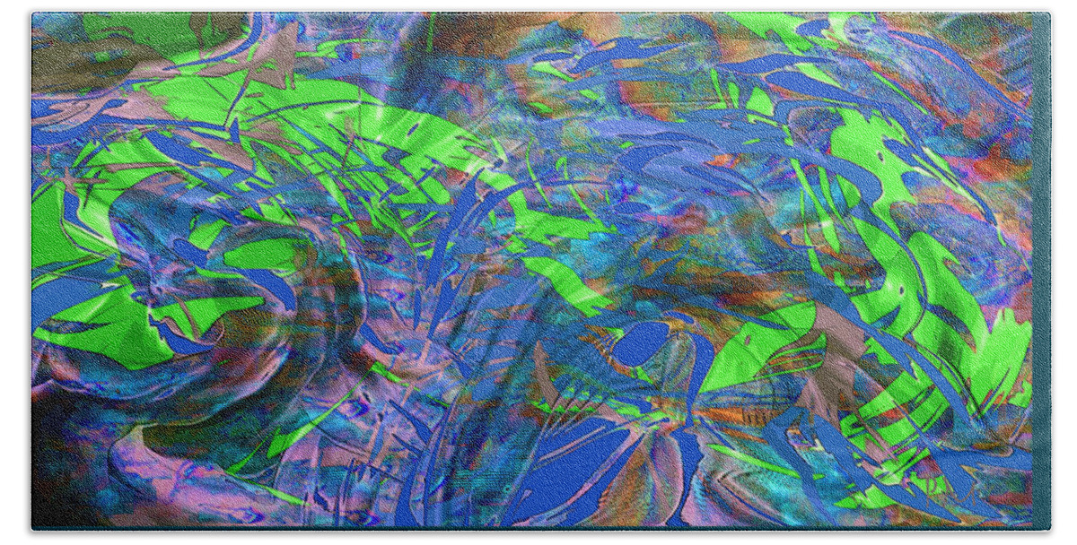 Original Modern Art Abstract Contemporary Vivid Colors Beach Sheet featuring the digital art Trans Pt 2 by Phillip Mossbarger