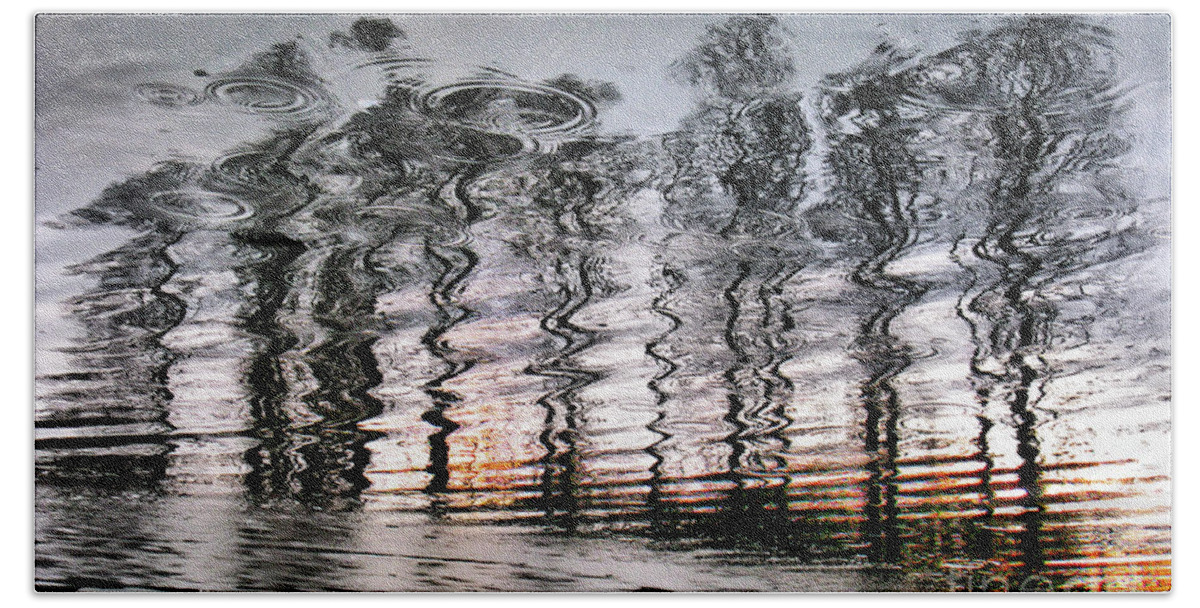 Tree Beach Sheet featuring the photograph Tree and reflection by Daliana Pacuraru