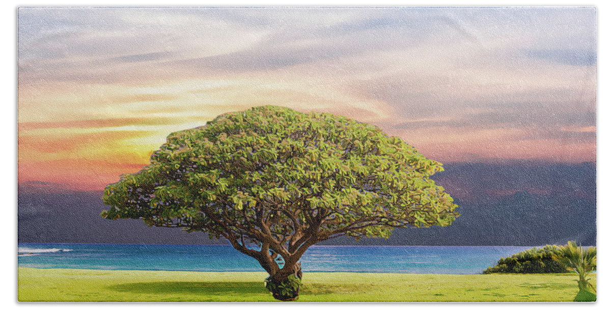 Tree Of Life Beach Towel featuring the painting Tree of Life by Harry Warrick