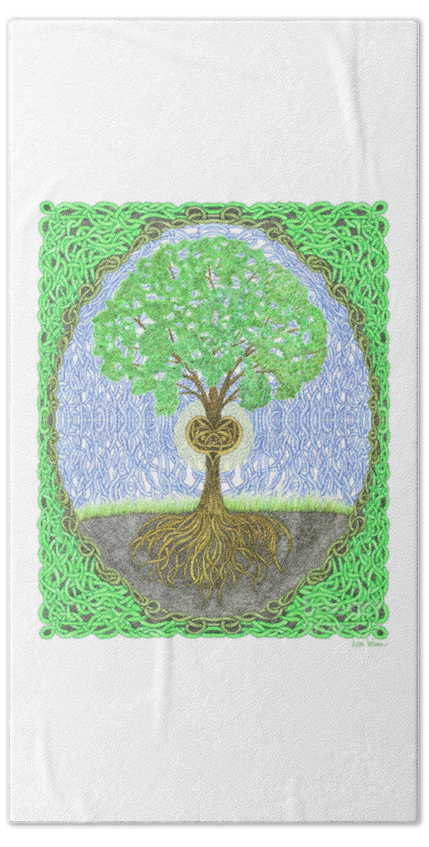 Lise Winne Beach Sheet featuring the digital art Tree with Heart and Sun by Lise Winne