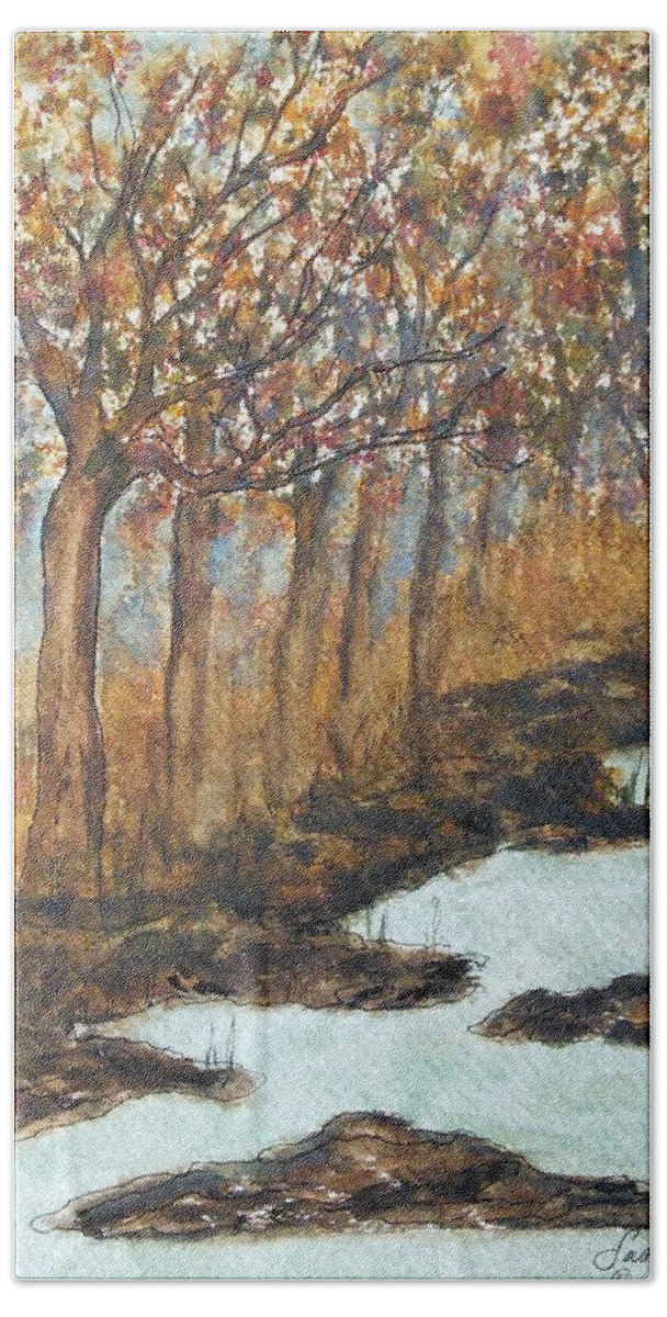 Fall Colors Beach Towel featuring the painting Treenink by Susan Nielsen
