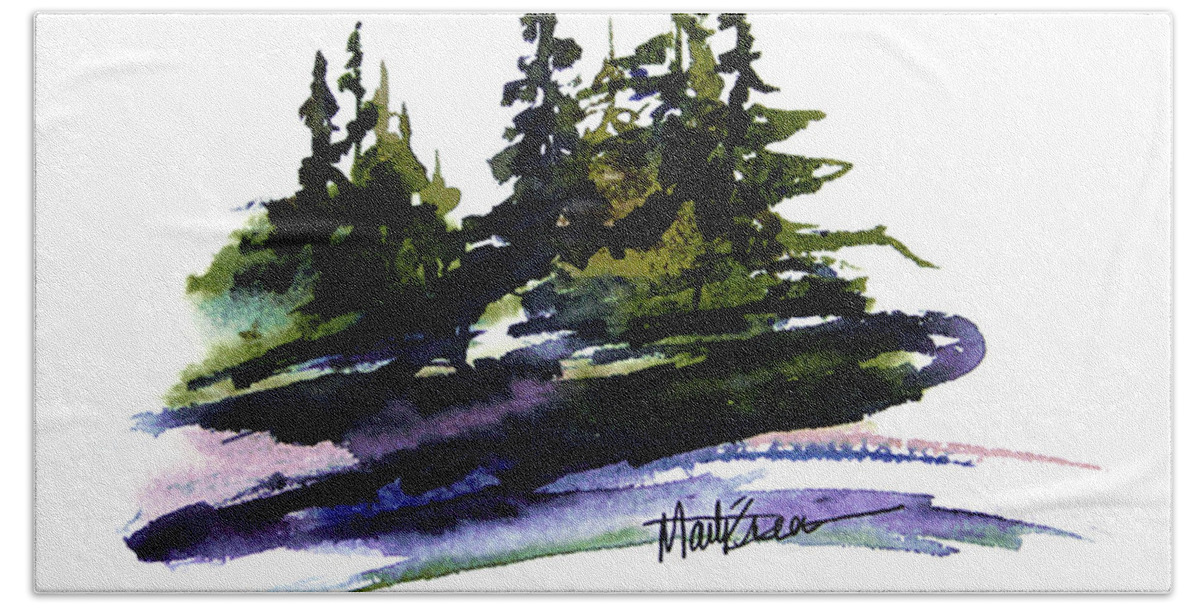 Northwest Trees Beach Towel featuring the painting Trees by Marti Green