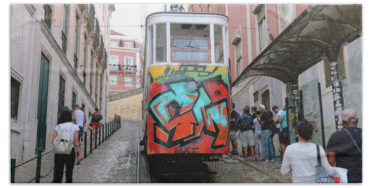 Portugal Beach Sheet featuring the photograph Trolley In Lisbon - Portugal by Madeline Ellis