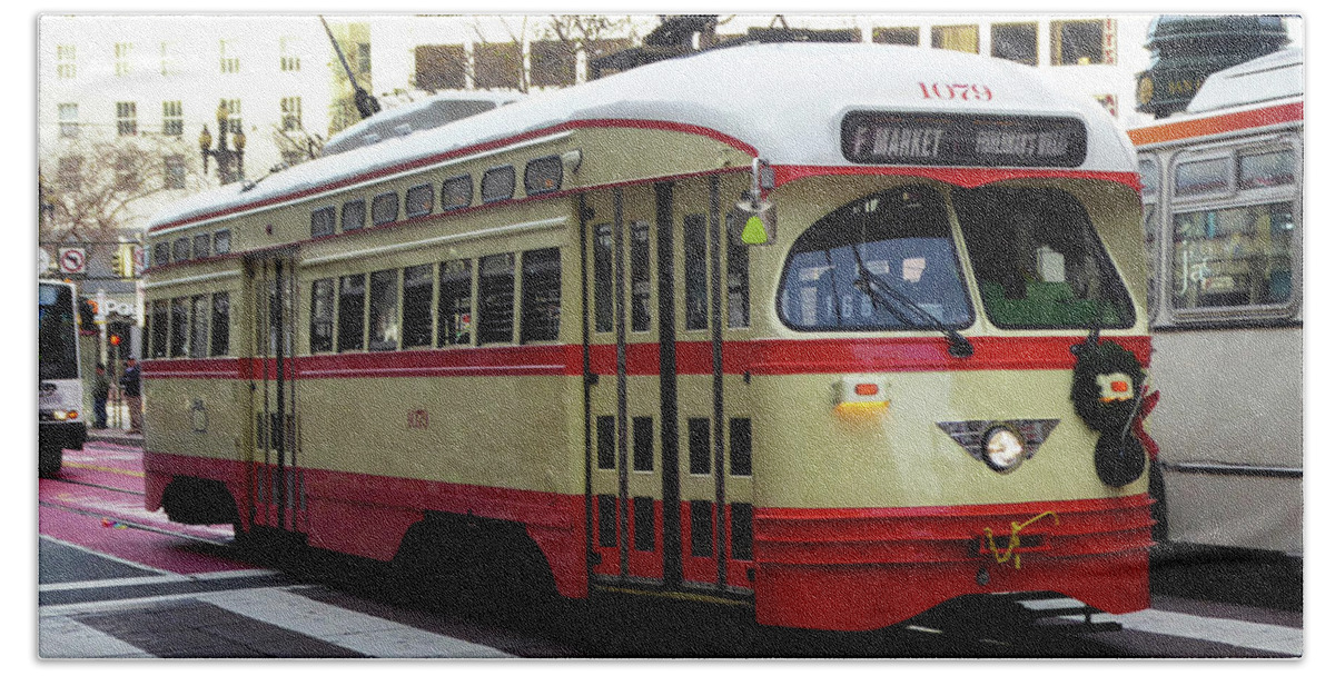 Cable Car Beach Sheet featuring the photograph Trolley Number 1079 by Steven Spak