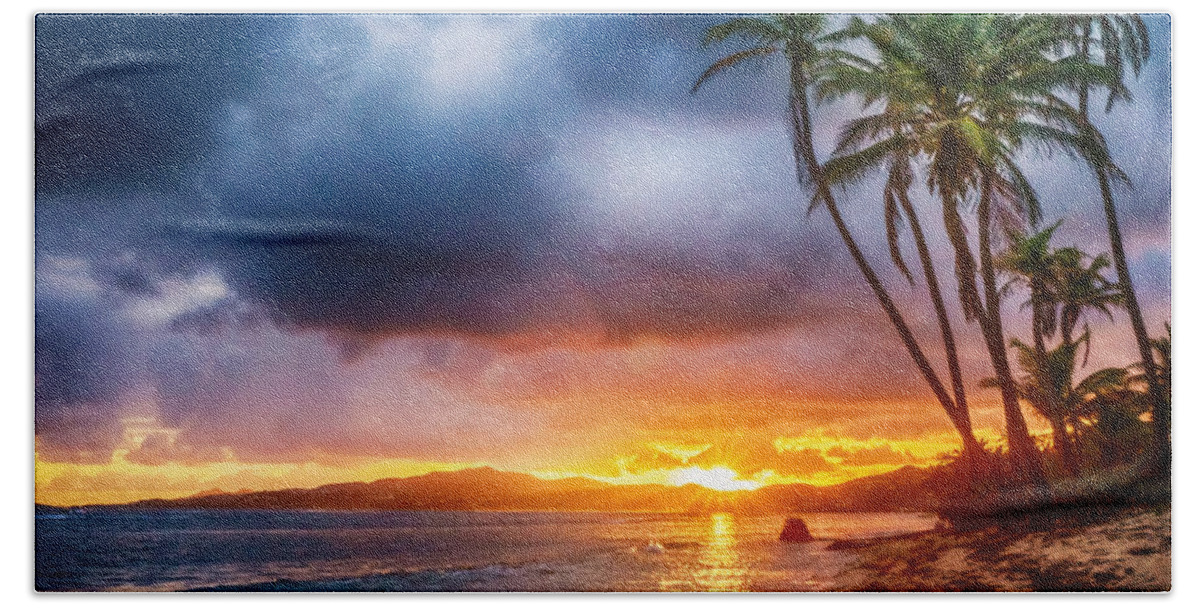 Pristine Beach Towel featuring the photograph Tropical Sunrise by Amanda Jones