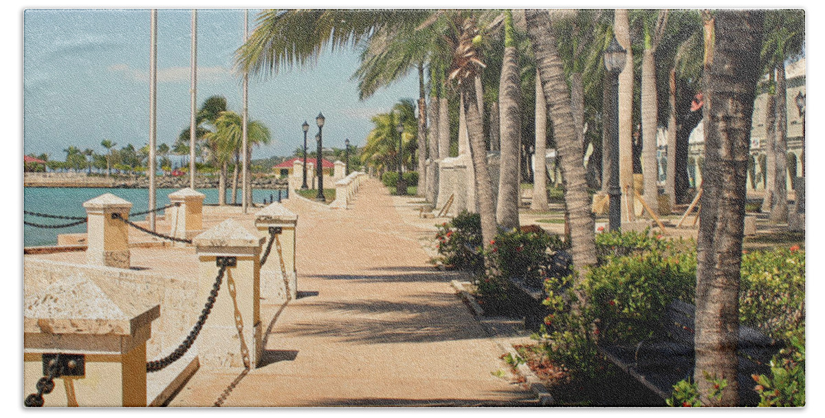 Pier Beach Towel featuring the photograph Tropical Walkway by Kelly Holm