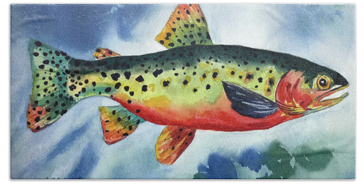 Trout Beach Towel featuring the painting Trout by Hilda Vandergriff