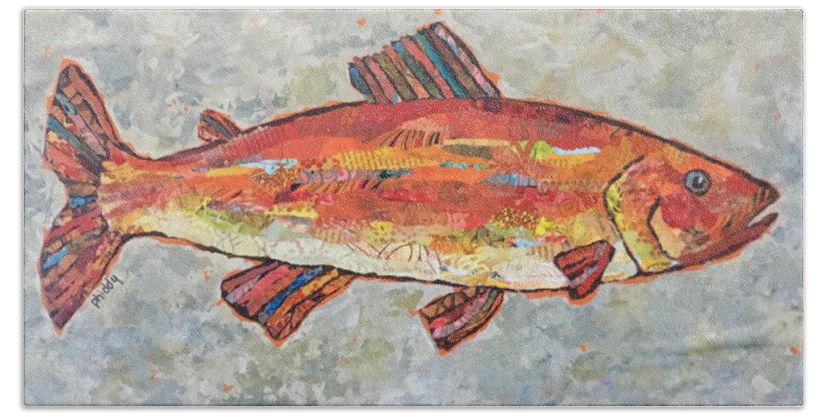 Fish Beach Sheet featuring the painting Trudy the Trout by Phiddy Webb
