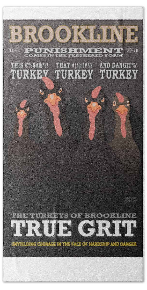 Brookline Turkeys Beach Sheet featuring the digital art True Grit by Caroline Barnes
