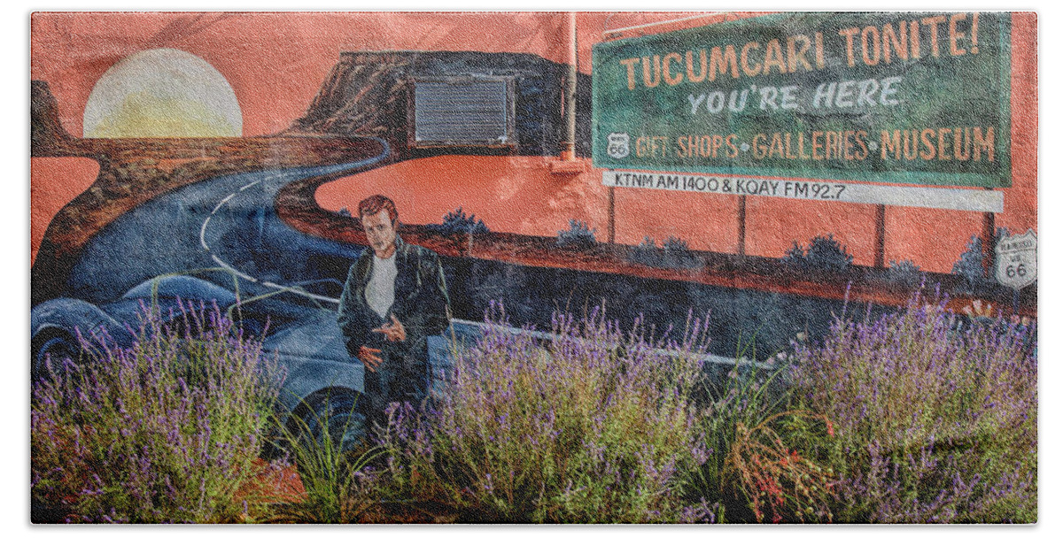 Route 66 Beach Towel featuring the photograph Tucumcari Tonight by Diana Powell