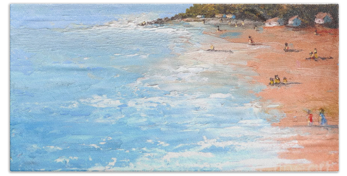 Ocean Beach Towel featuring the painting Tuesday on Maui by Fred Wilson