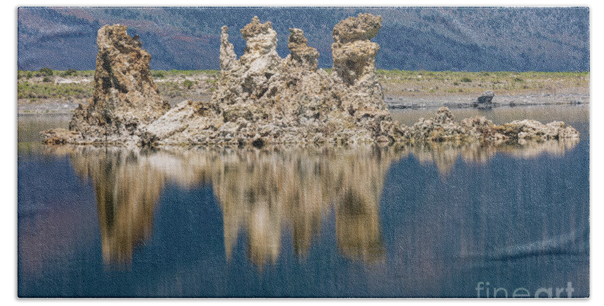 Mono Lake Beach Towel featuring the photograph Tuffa Reflection by Anthony Michael Bonafede