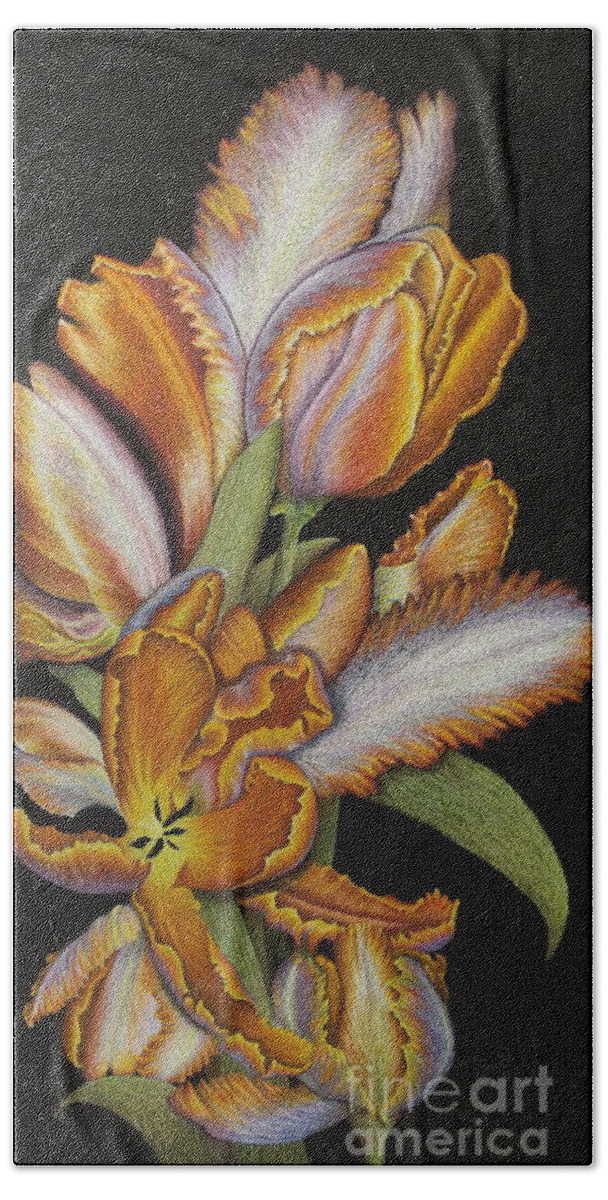 Tulips Beach Sheet featuring the painting Tulips of Fire by Lisa Bliss Rush