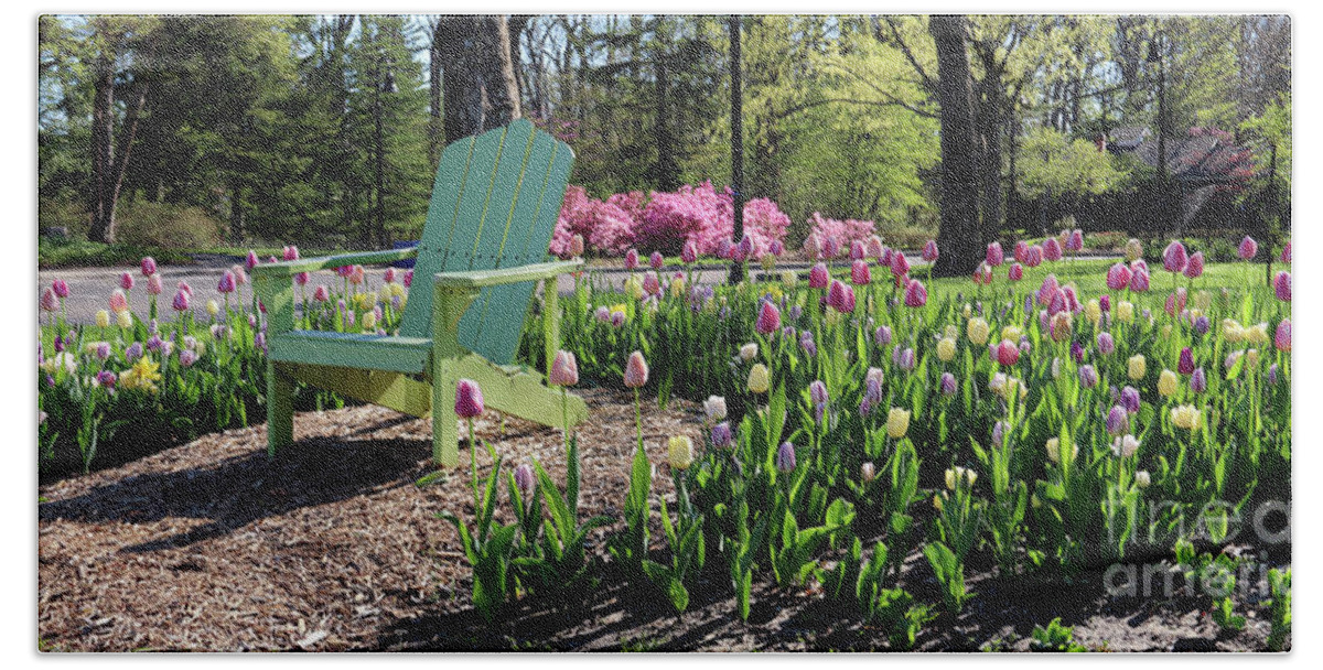 Toledo Botanical Gardens Beach Sheet featuring the photograph Tulips Toledo Botanical Gardens 0573 by Jack Schultz