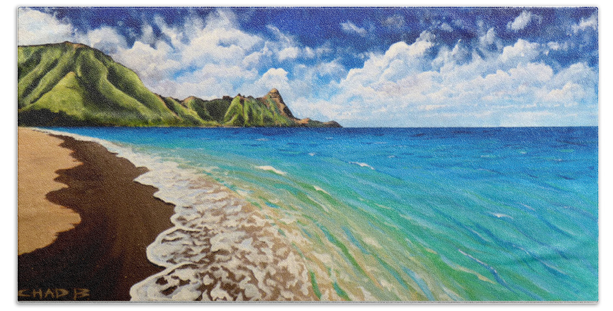 Kauai Beach Towel featuring the painting Tunnels Beach by Chad Berglund
