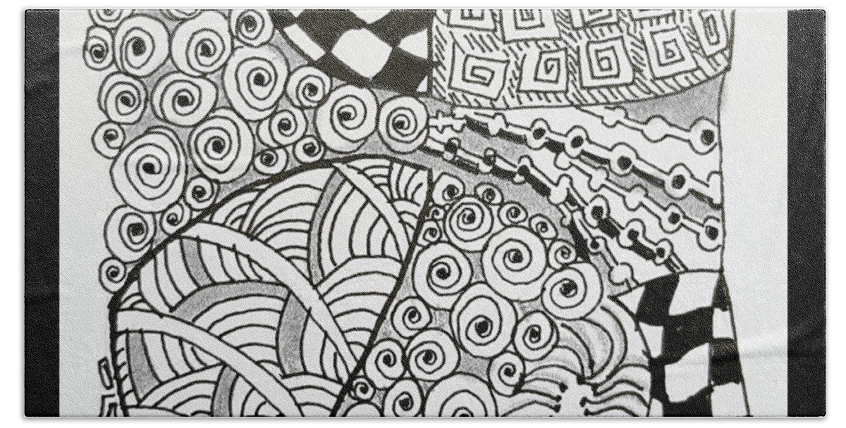 Zentangle Beach Towel featuring the drawing Tunnels by Carole Brecht