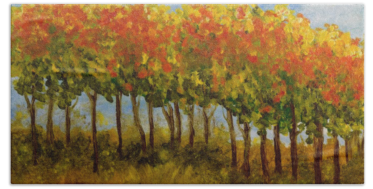  Beach Towel featuring the painting Turning to Autumn by Barrie Stark