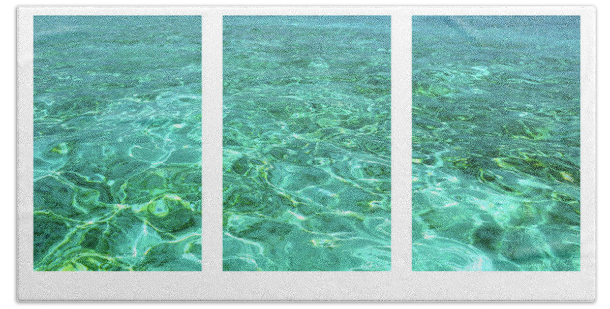 Jenny Rainbow Fine Art Photography Beach Towel featuring the photograph Turquoise Temptation Triptych by Jenny Rainbow