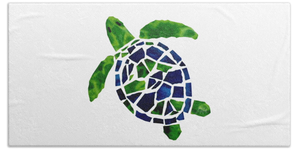 Turtle Beach Towel featuring the glass art Turtle Mosaic cut out by Jan Marvin
