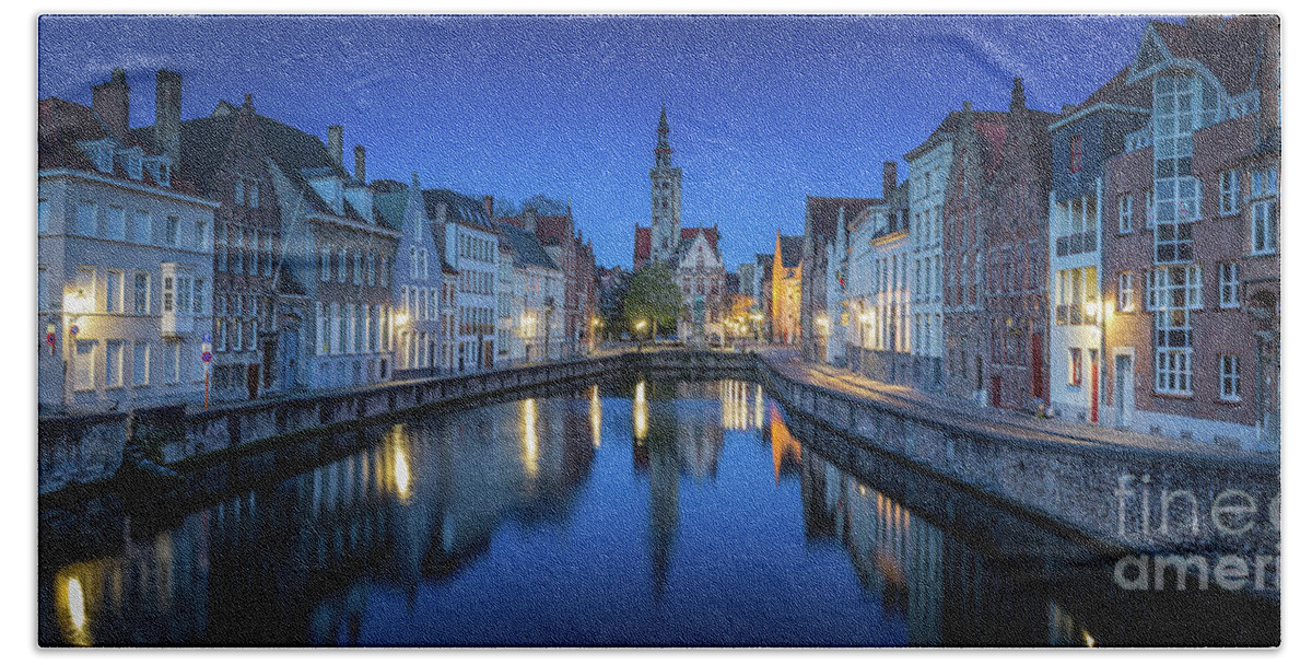 Brugge Beach Towel featuring the photograph Twilight in Brugge by JR Photography