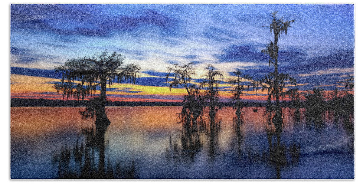 Lake Martin Beach Towel featuring the photograph Twilight on Lake Martin Swamp by Tim Stanley