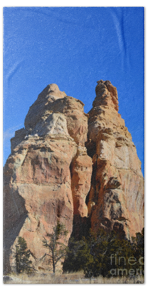 Southwest Landscape Beach Towel featuring the photograph Twin peaks by Robert WK Clark