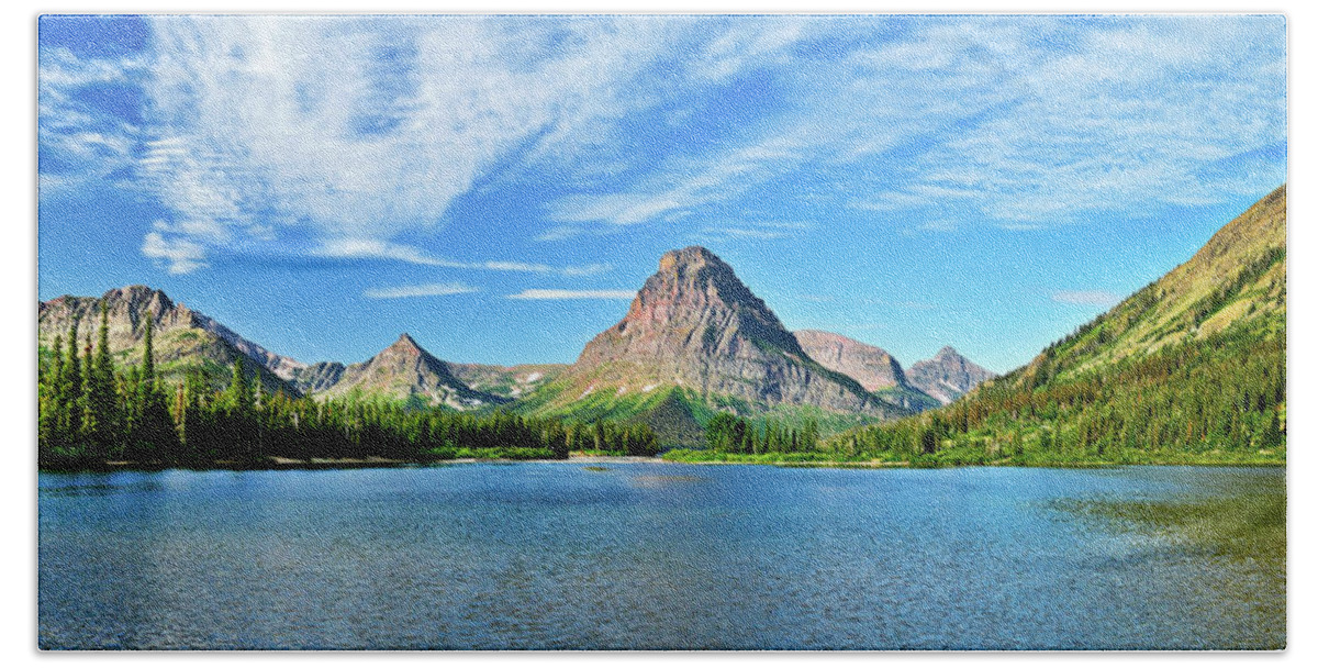 Glacier National Park Beach Sheet featuring the photograph Two Medicine Panorama by Greg Norrell