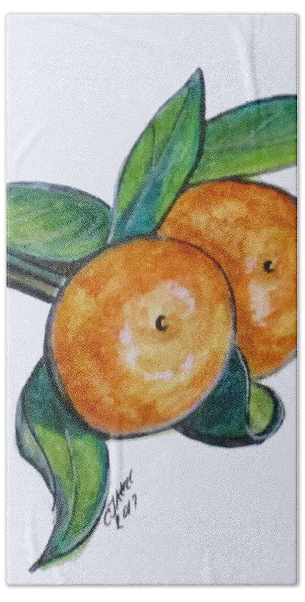 Water Color Beach Towel featuring the painting Two Oranges by Clyde J Kell