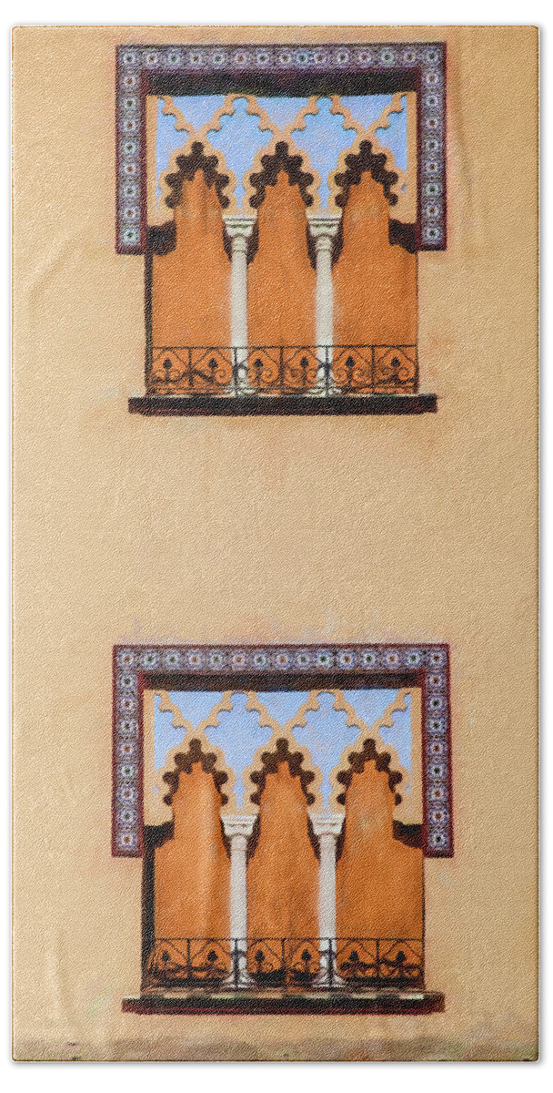 Arabic Beach Towel featuring the photograph Two Windows of Cordoba by David Letts