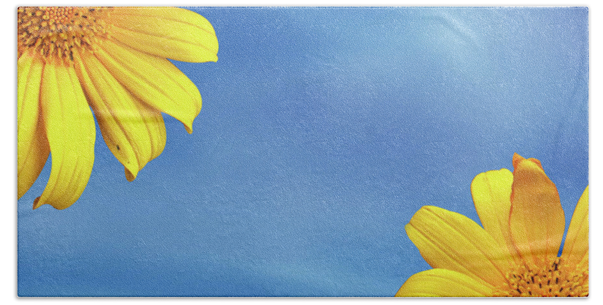 Blossom Beach Towel featuring the photograph Two Yellow Flower by Ridwan Photography
