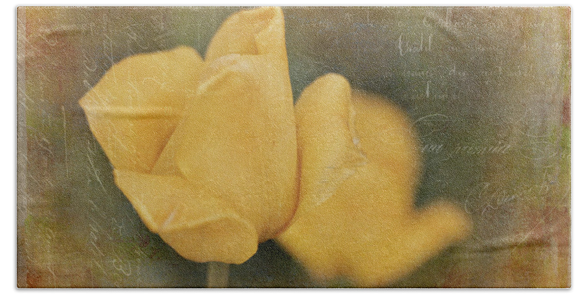 Yellow Beach Sheet featuring the photograph Two Yellow Tulips by Maria Angelica Maira