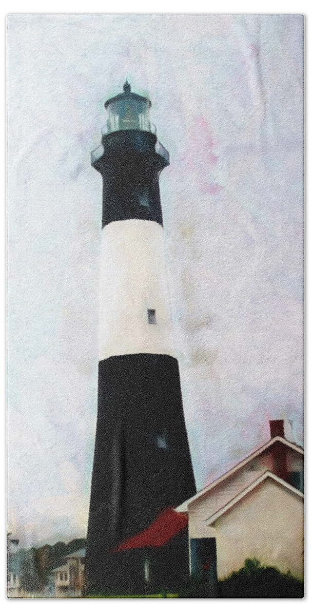 Tybee Lighthouse Beach Towel featuring the painting Tybee Lighthouse - Coastal by Barry Jones