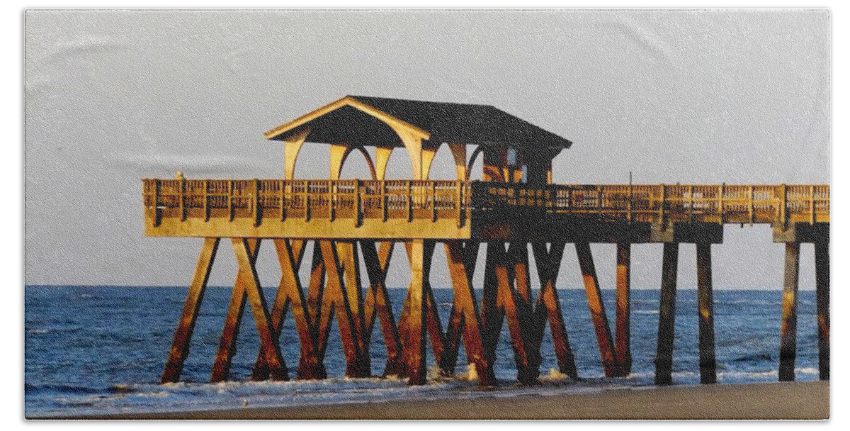 Savannah Beach Towel featuring the photograph Tybee Pier by Julie Pappas