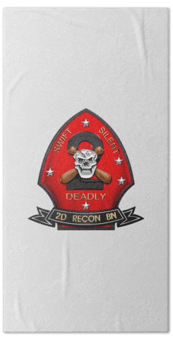 'military Insignia & Heraldry' Collection By Serge Averbukh Beach Towel featuring the digital art U S M C 2nd Reconnaissance Battalion - 2nd Recon Bn Insignia over White Leather by Serge Averbukh
